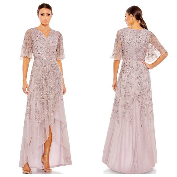 Mac Duggal 93681 High Low Evening Dress Vintage Lilac Purple Size 4 NWT